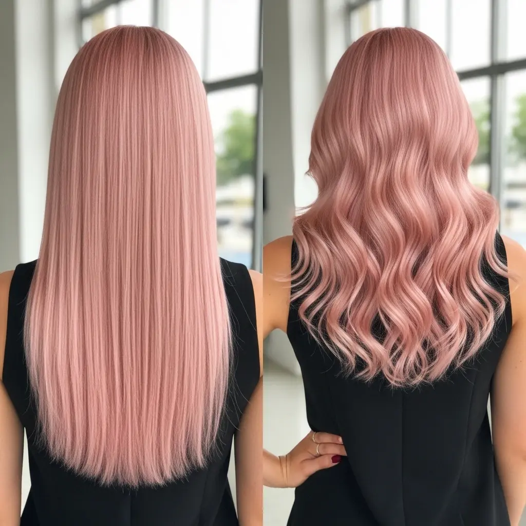 Straight and Wavy Pink Tones