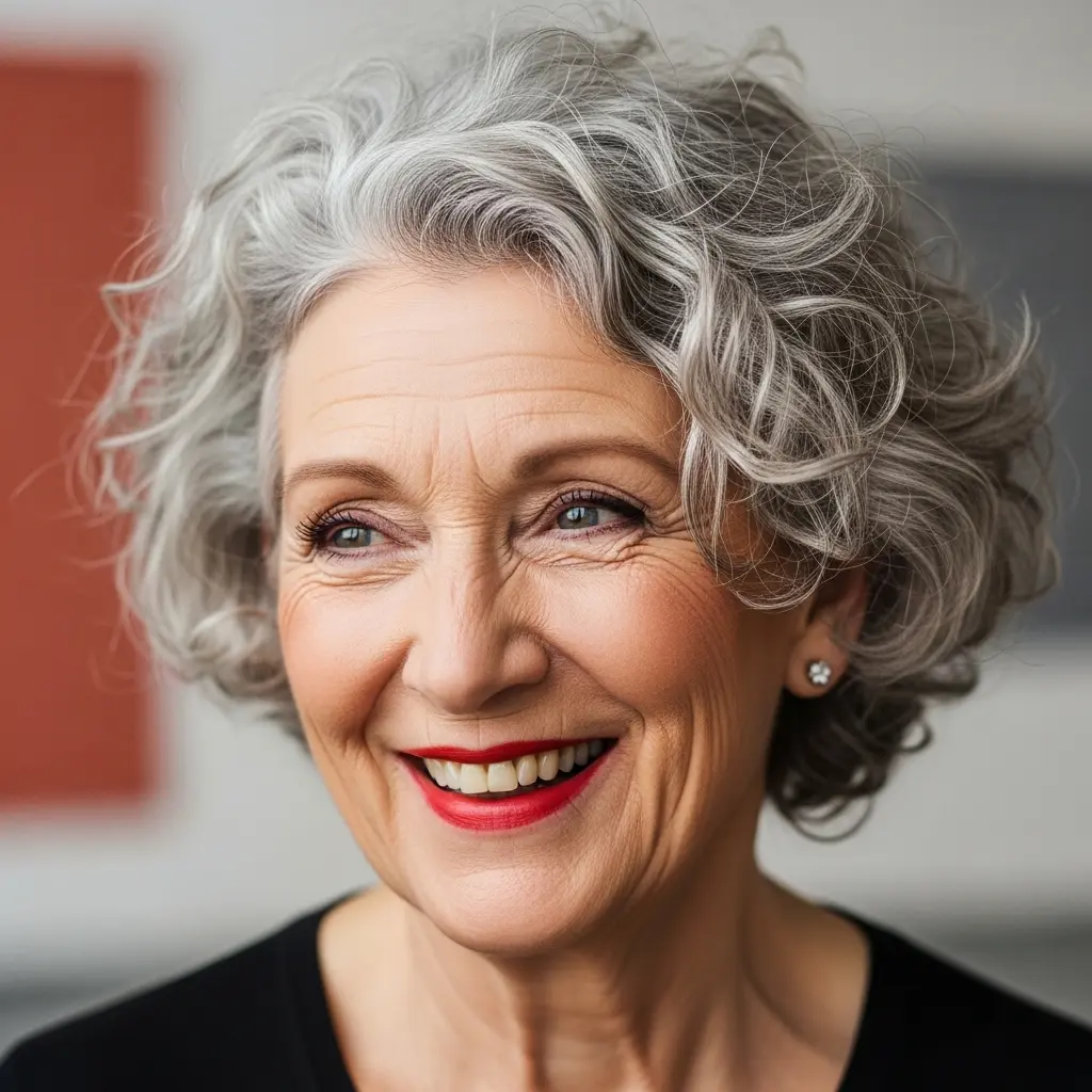 #14 Natural-Looking White Asymmetric Curls