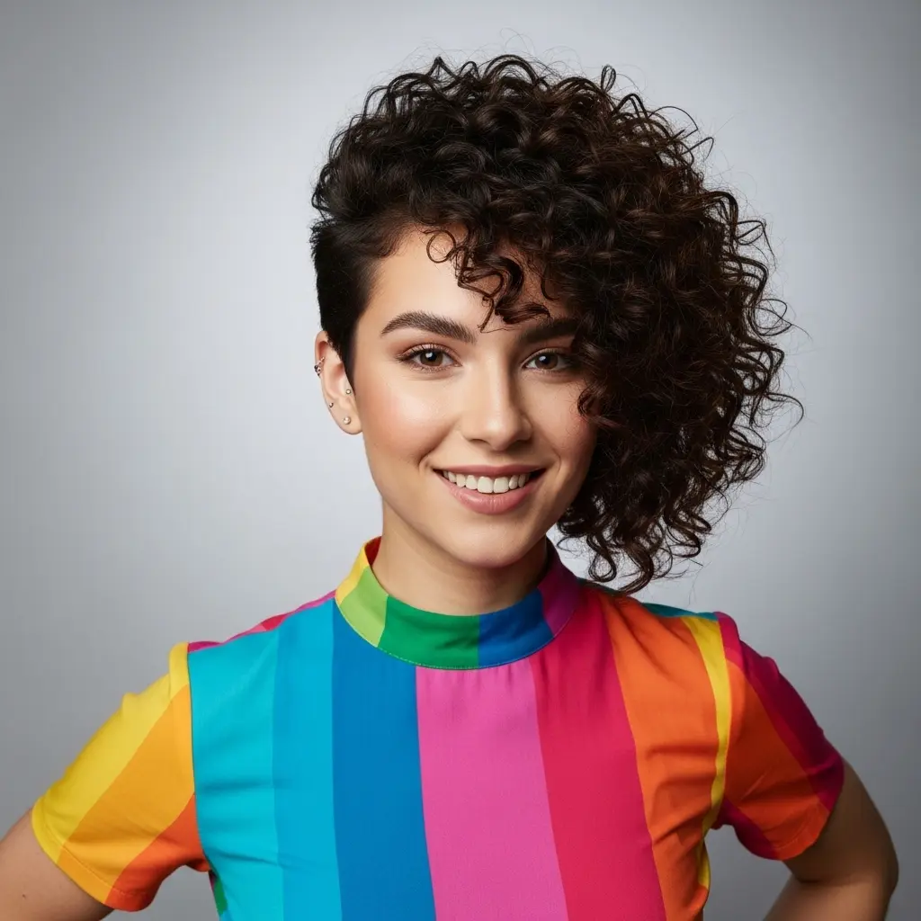 #15 Curly Asymmetrical Hair