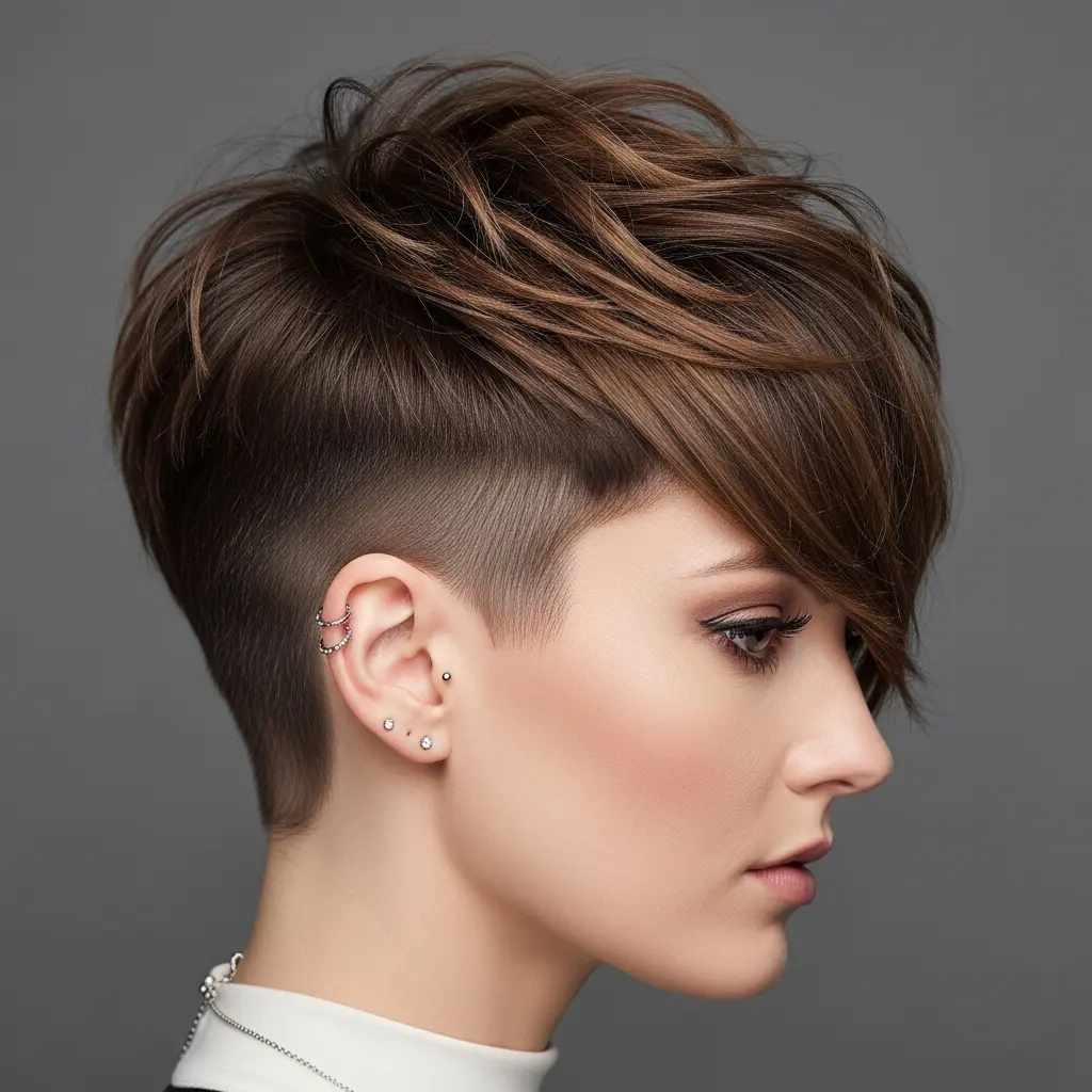#16 Undercut Fade with Side-Swept Bangs