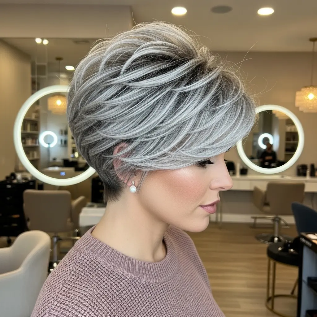 Long Pixie Bob with Blonde Balayage