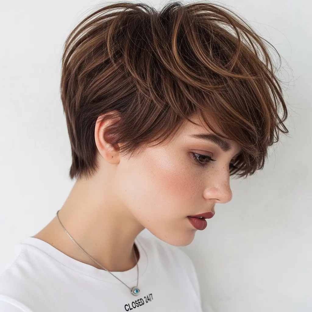 Messy Dark Brown Pixie Bob