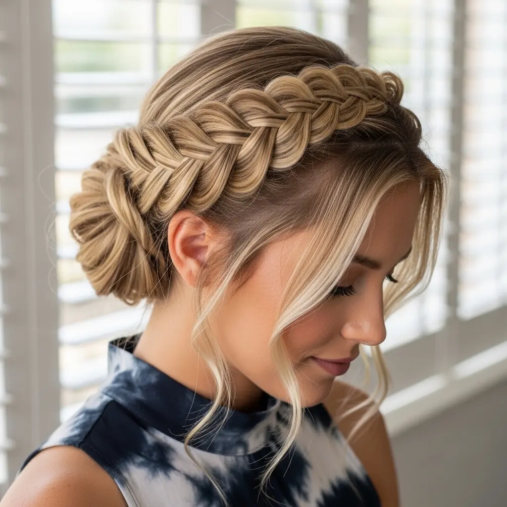 #20 Classic Fishtail Braided Crown Updo