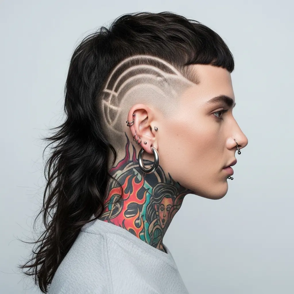 #5 Undercut Long Hair with Hair Art