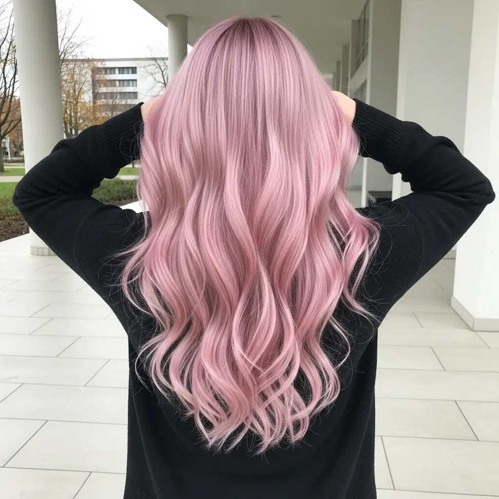 Soft Baby Pink Long Hairstyle