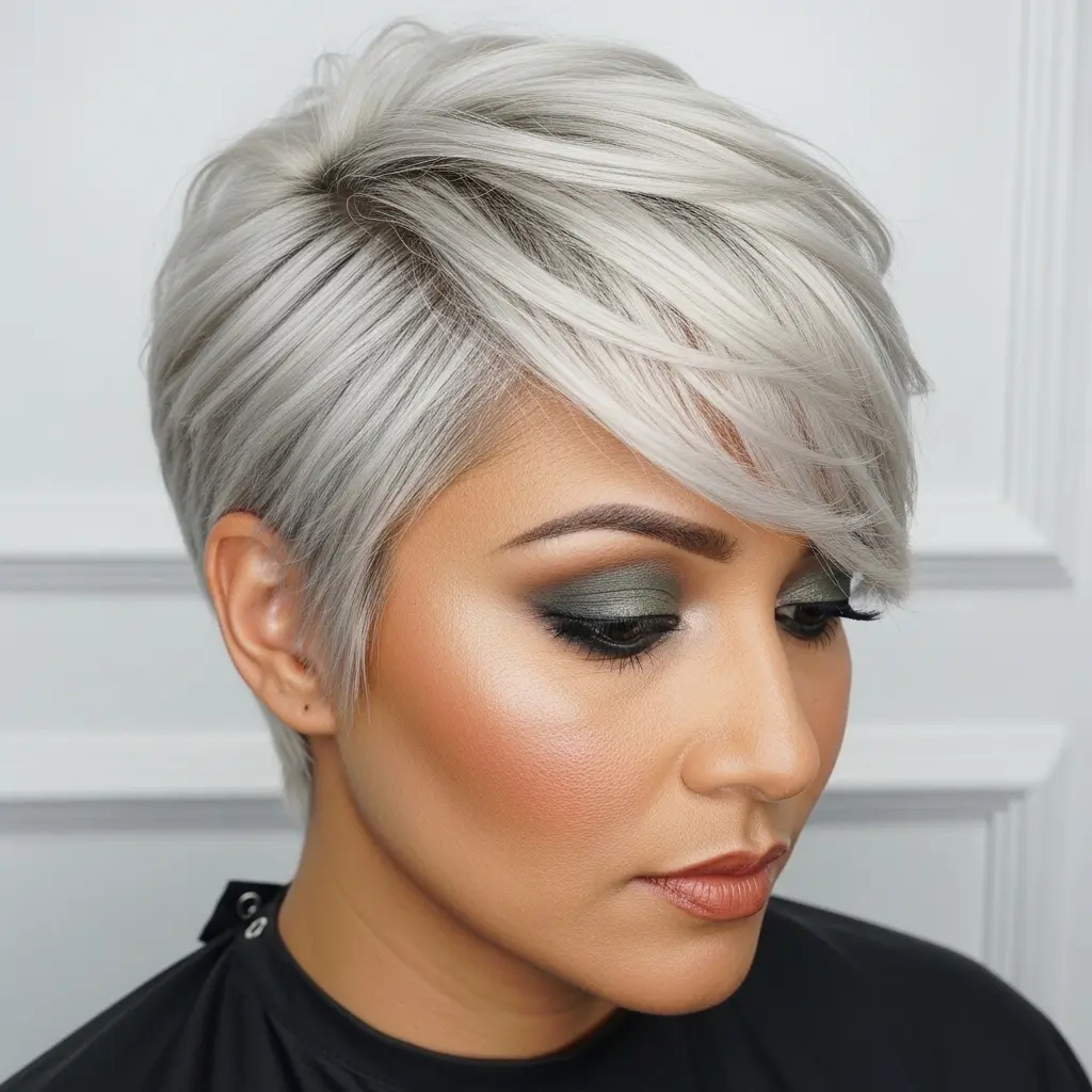 #7 Platinum Pixie with Sweeping Bangs