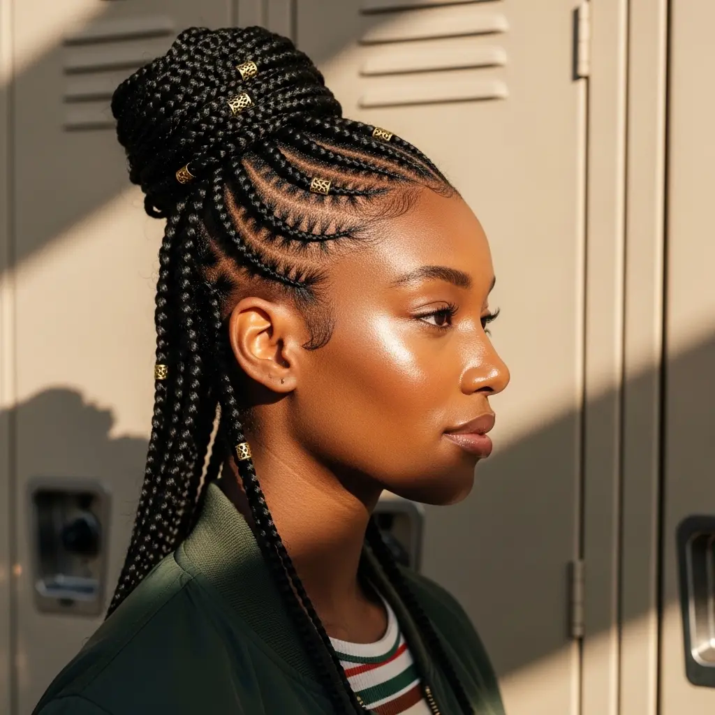 #8 Back to School Braided Bun for Natural Hair