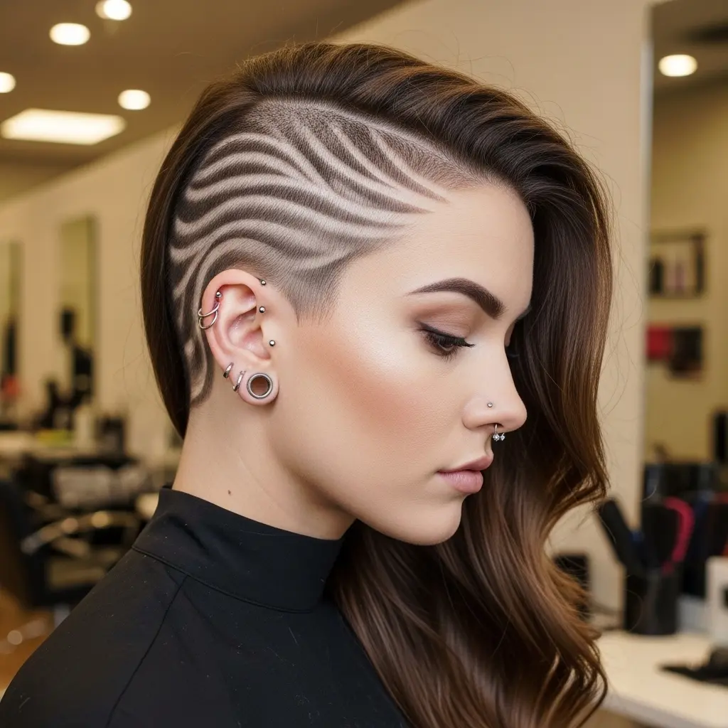 #9 Undercut Long Hair with Amazing Hair Designs