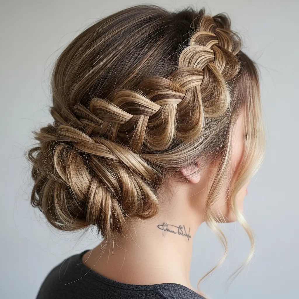 #1 French-Braided Bun Chignon