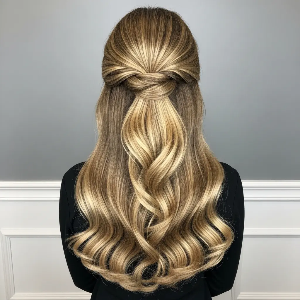 #1 Twisted Crown Half Up Waves