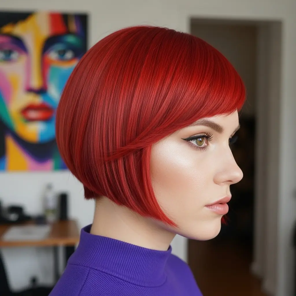 #1 Vivid Red-Orange Bob for Straight Hair