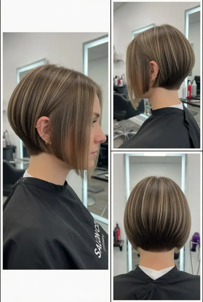 #1 Sharp A-Line with Blonde Highlights