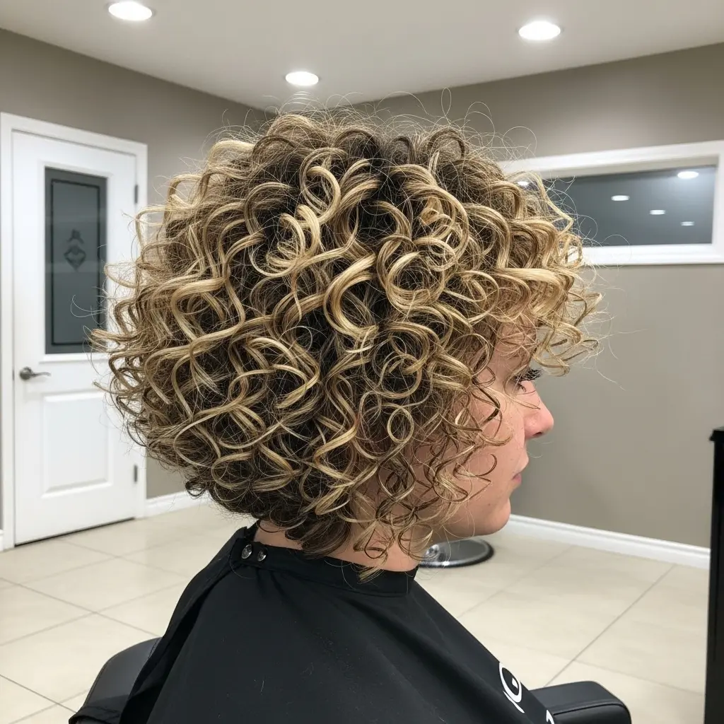 #1 Textured Short Inverted Bob with Defined Curls