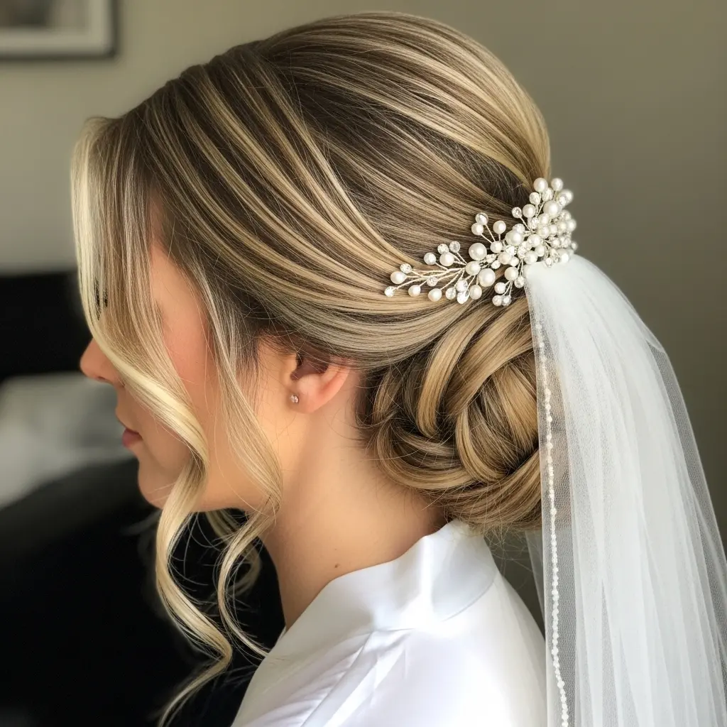 #10 Elegant Short Updo with Accessories