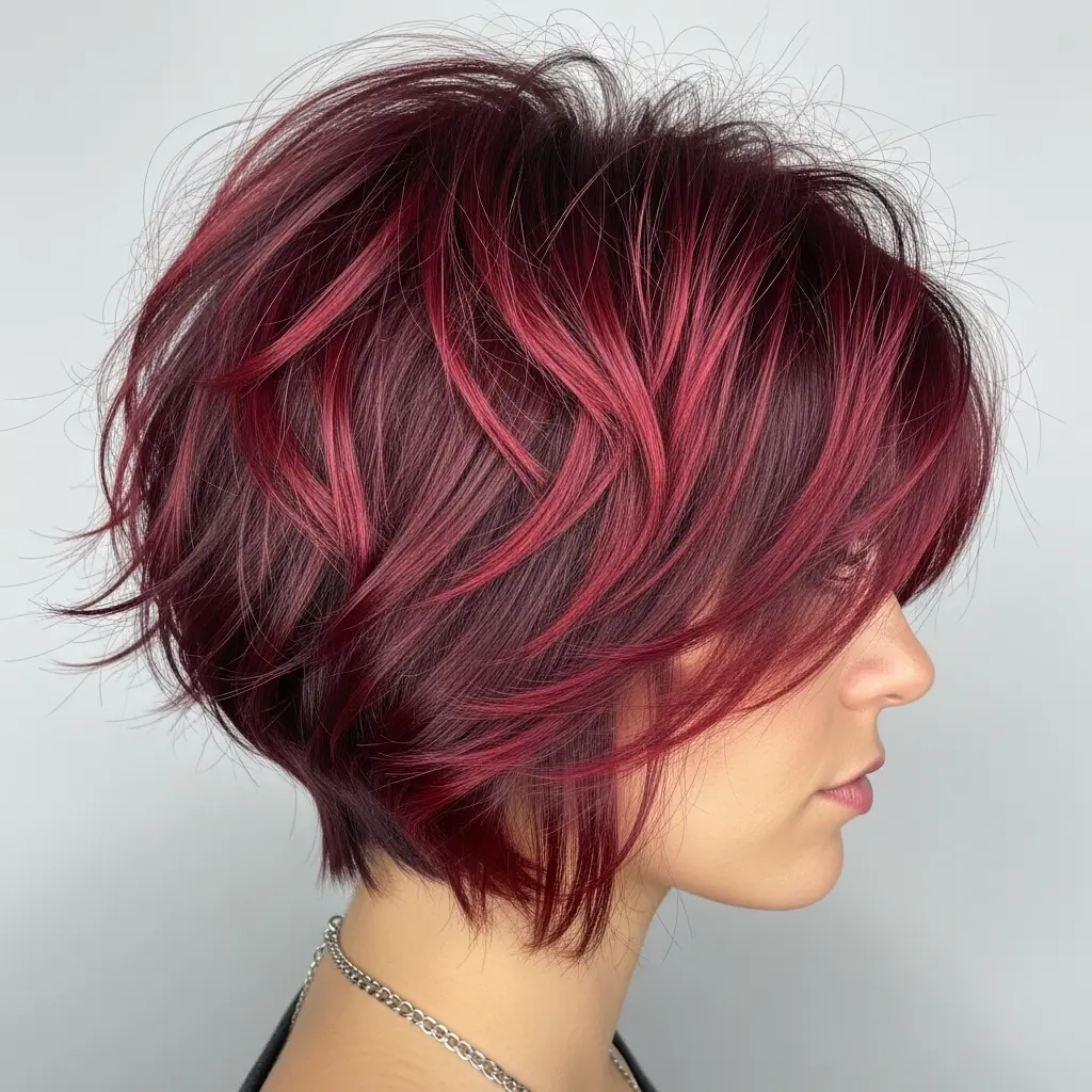 #11 Vibrant Red Tousled Angled Bob