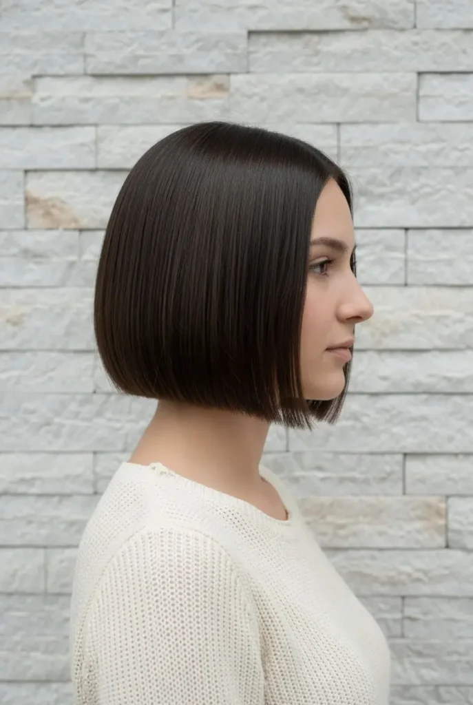 #11 Neck-Length Sleek Bob with a Middle Part