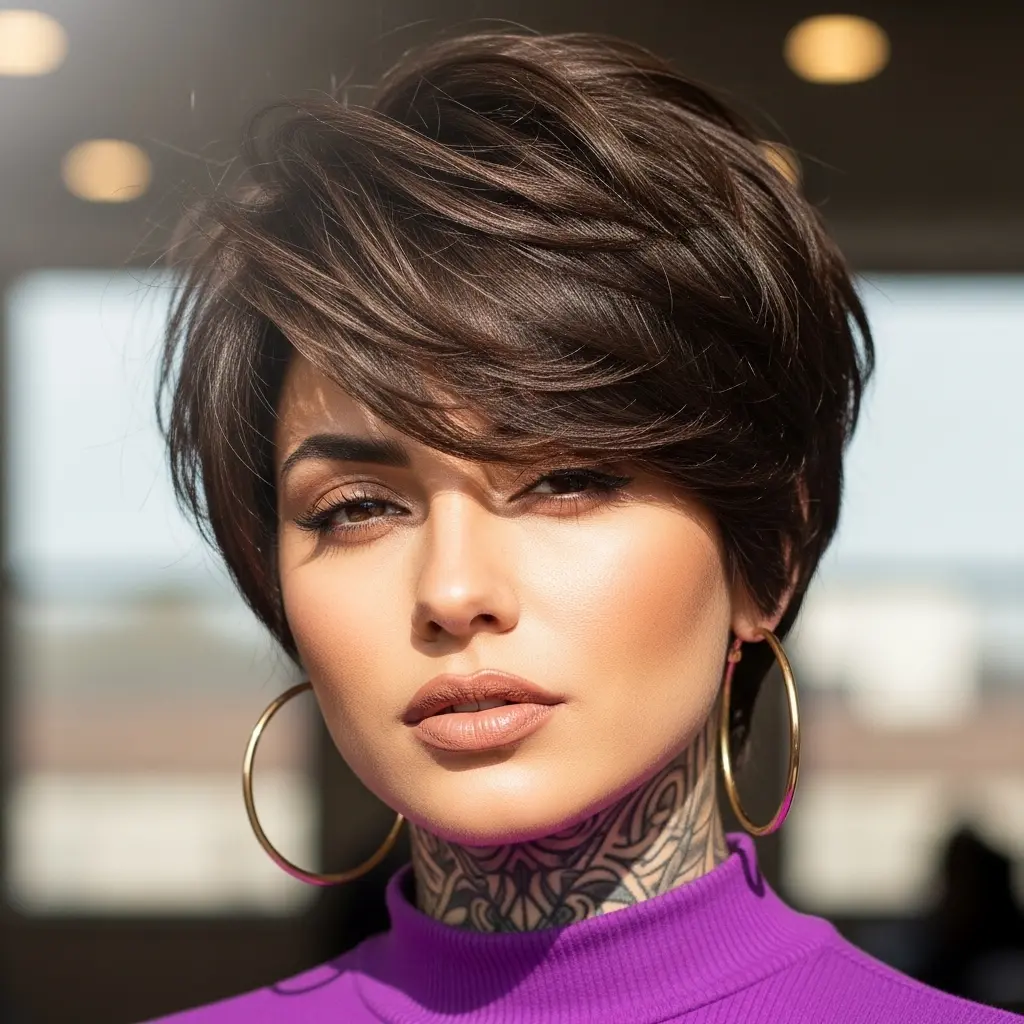 #11 Short Layered Pixie Bob with Playful Bangs