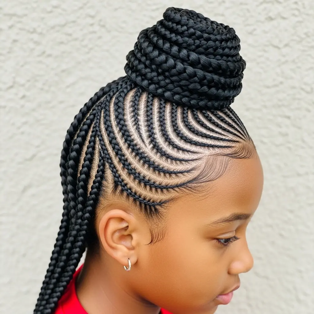 #12 Cute Braided Bun for Little Black Girls