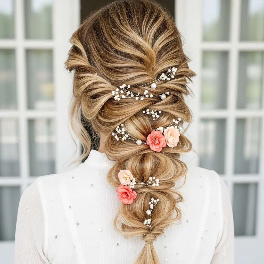 #12 Stunning Braided Long Hair with Flowers