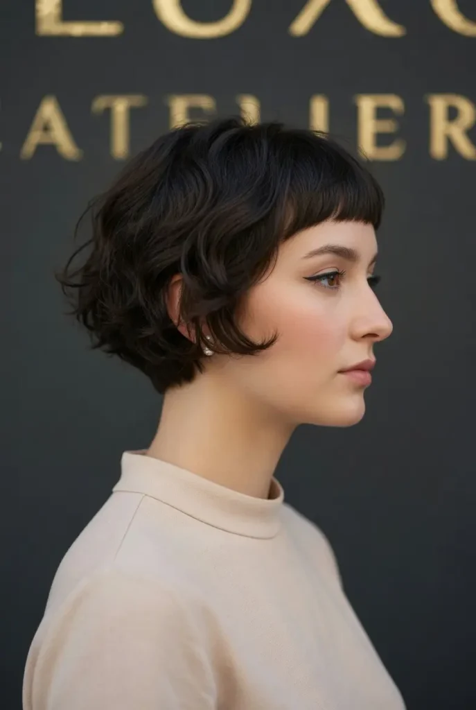 #12 Chic Black Stacked Bob with Rounded Bangs
