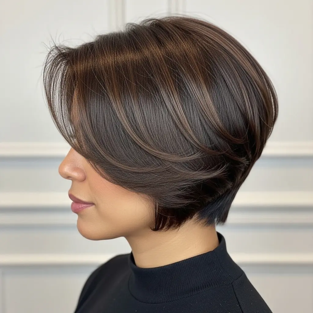 #12 Dark Brown Angled Inverted Bob