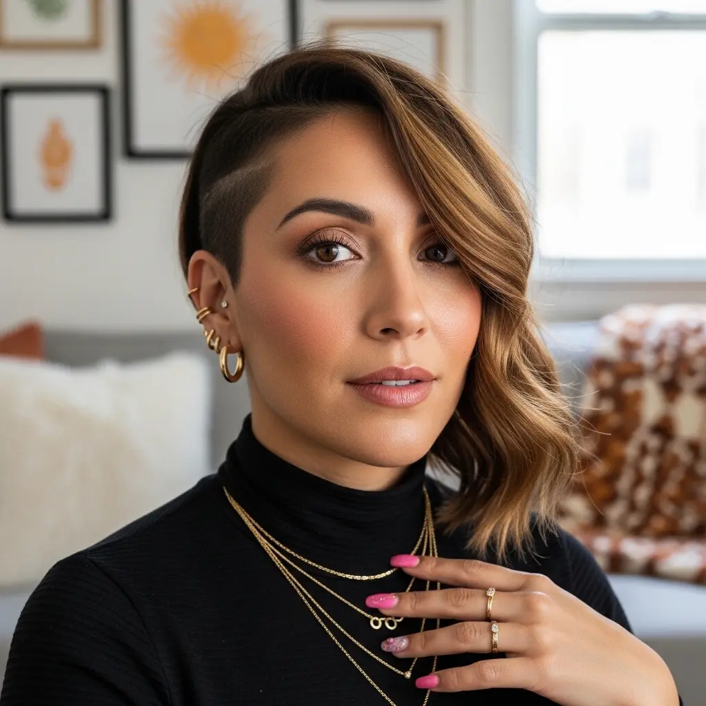 #12 Wispy Asymmetric Cut with a Shaved Side