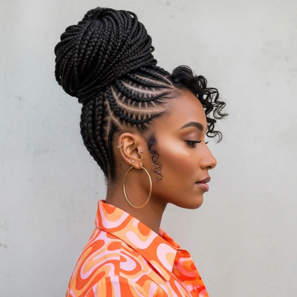 #13 Braided-Up Bun for Black Hair