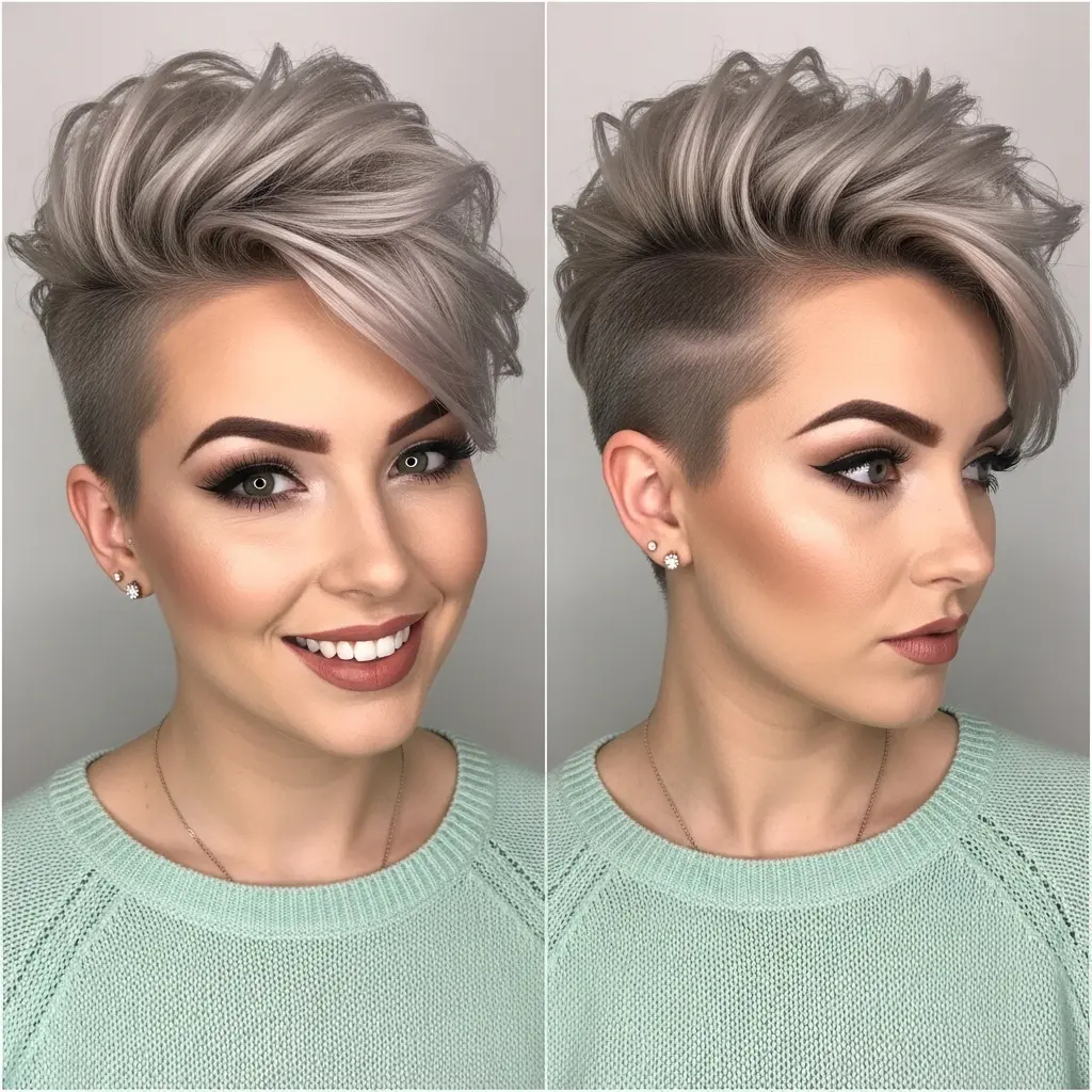 #13 Short Hair with Shaved Side and Choppy Ends