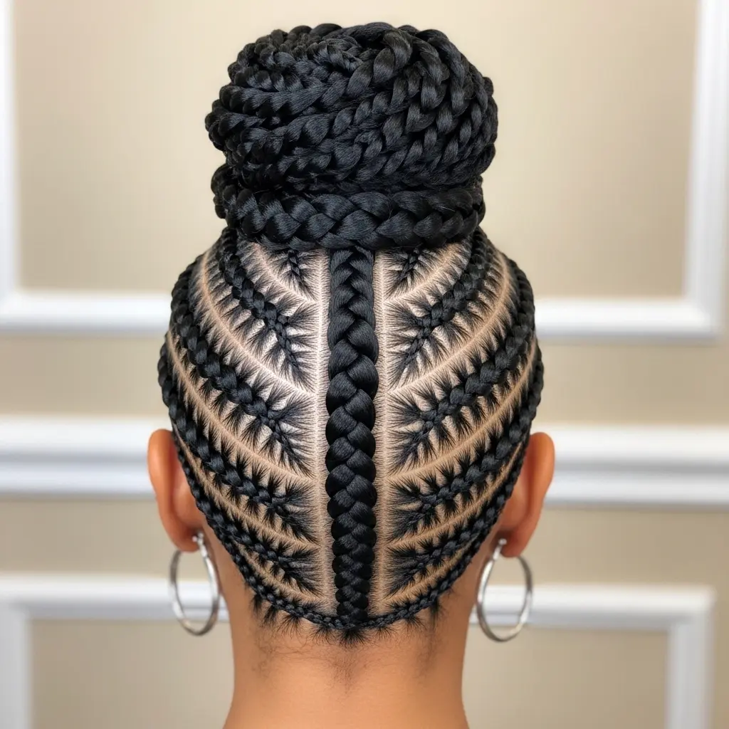 #14 Braided Top Bun for African-American Women
