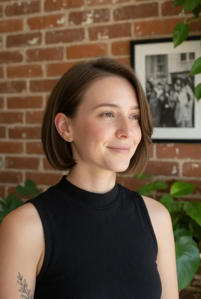 #14 Sleek Brown Bob with Soft Contouring