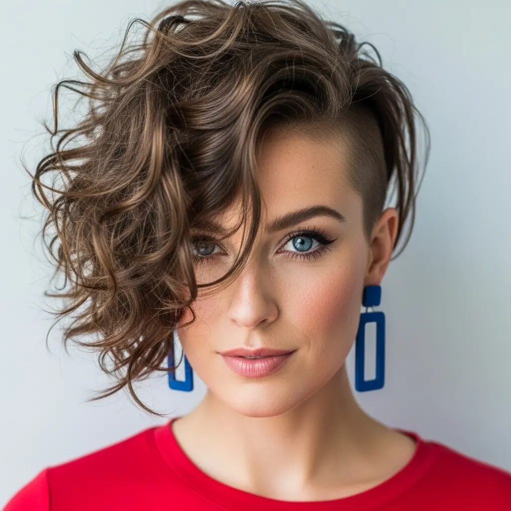 #14 Short Asymmetrical Side-Swept Curls