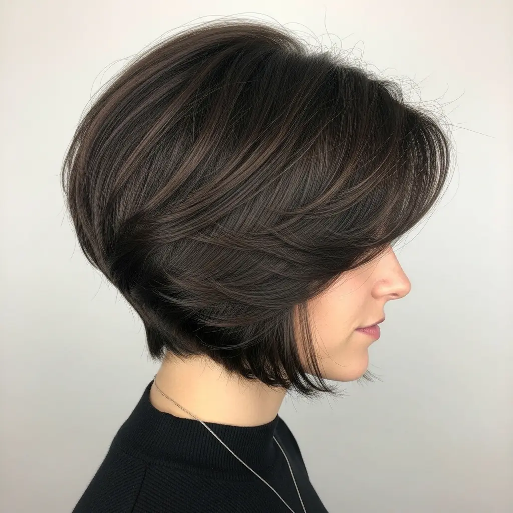 #15 Chin-Length Stacked Bob for Thick Hair