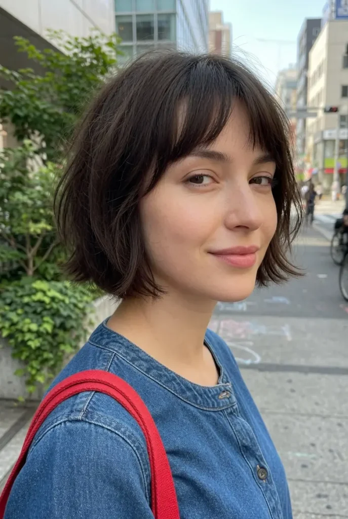 #15 Polished Chestnut Ear-Length Bob with Natural Texture