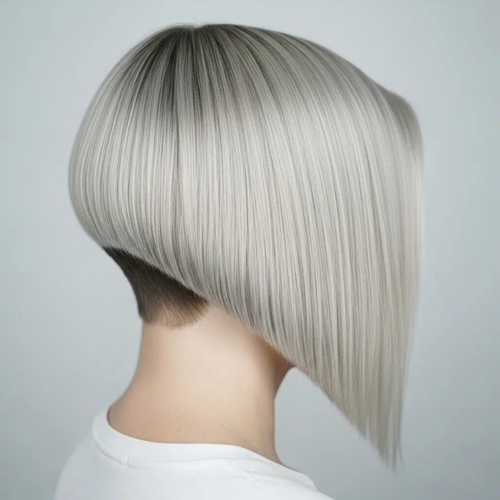 #15 Glossy Angled Short Bob