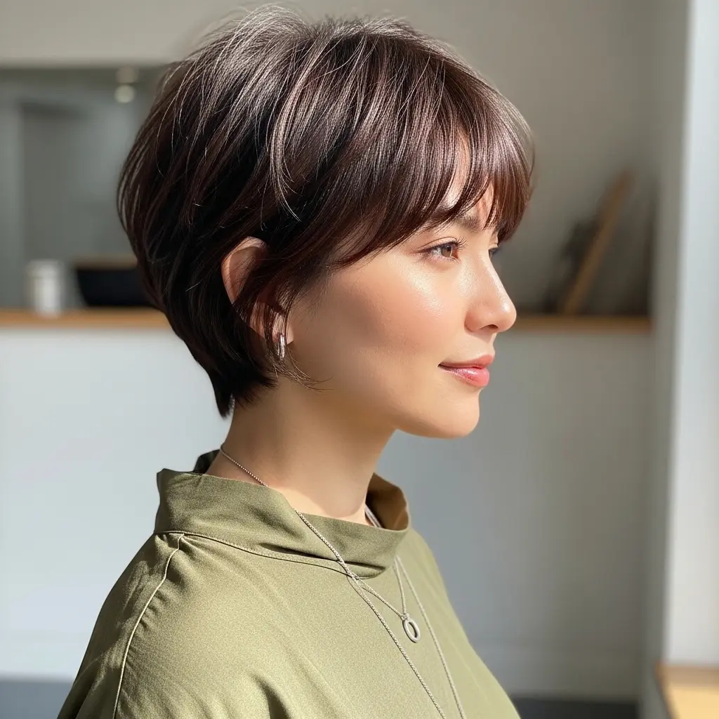 #15 Layered Pixie Bob with Fringe Bangs