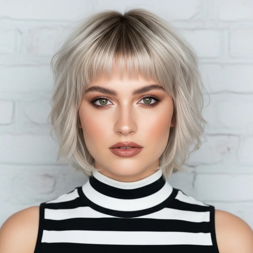 #16 Jaw-Length Shaggy Mullet for Square Faces