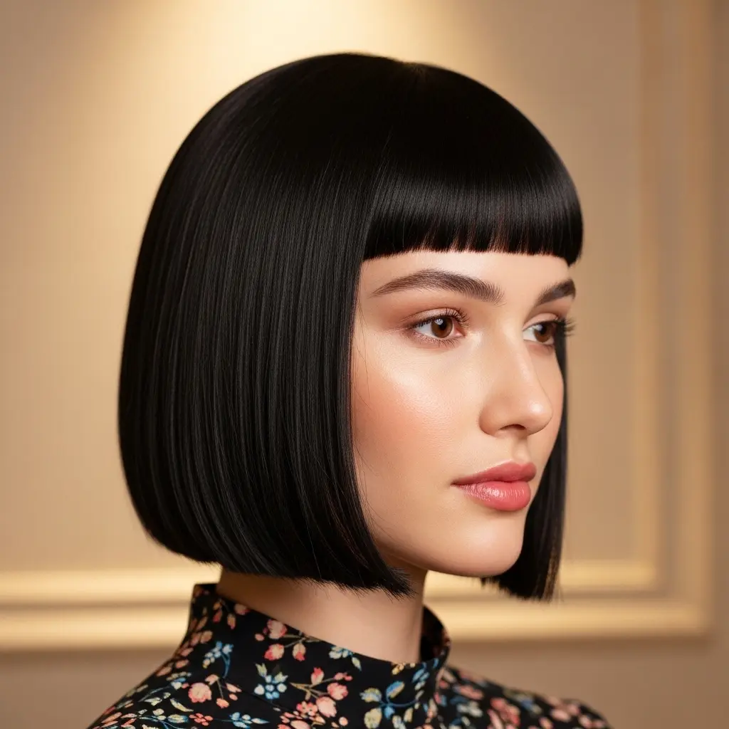 #16 Short Angled Bob With Bangs
