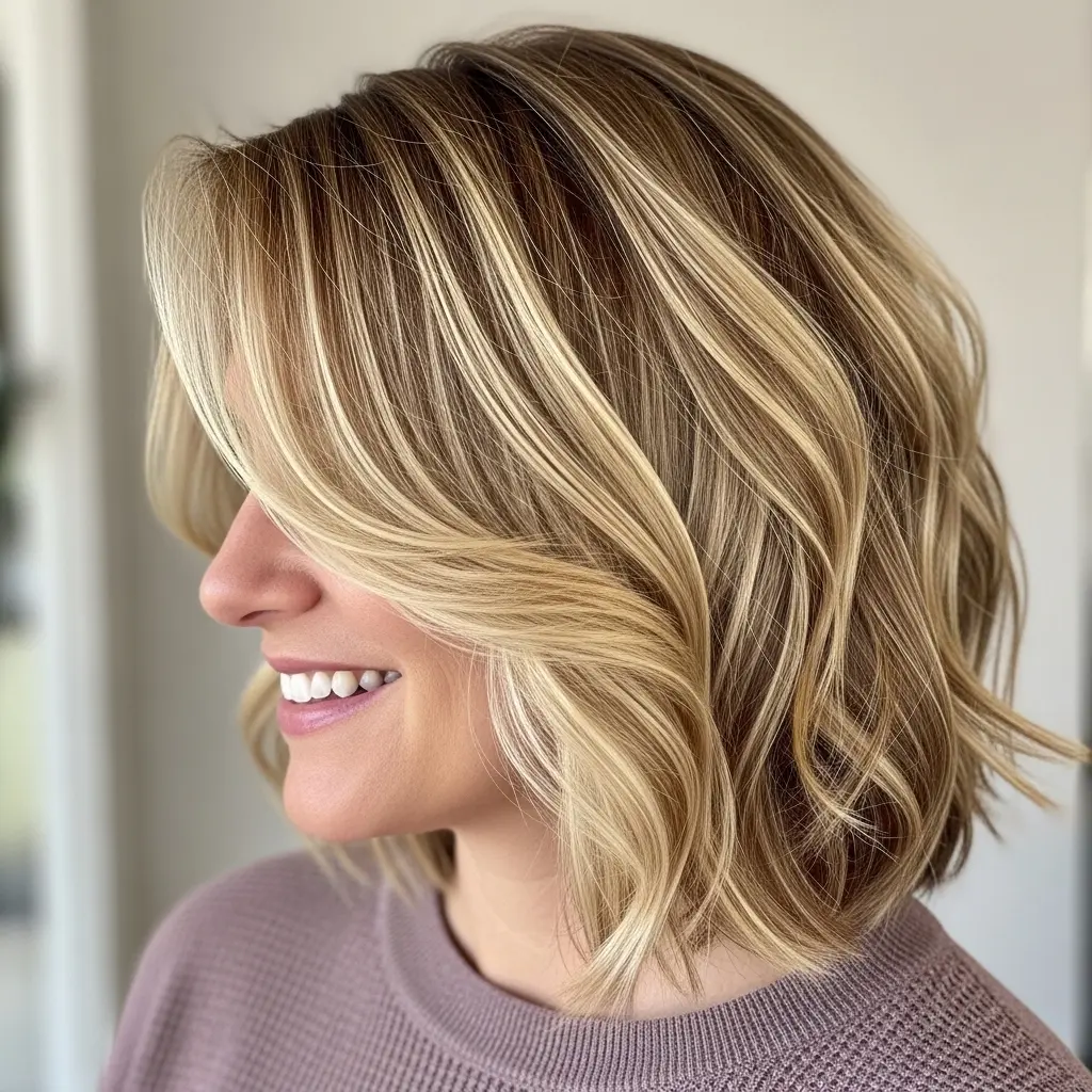 Short Angled Bob With Side Swept Bangs