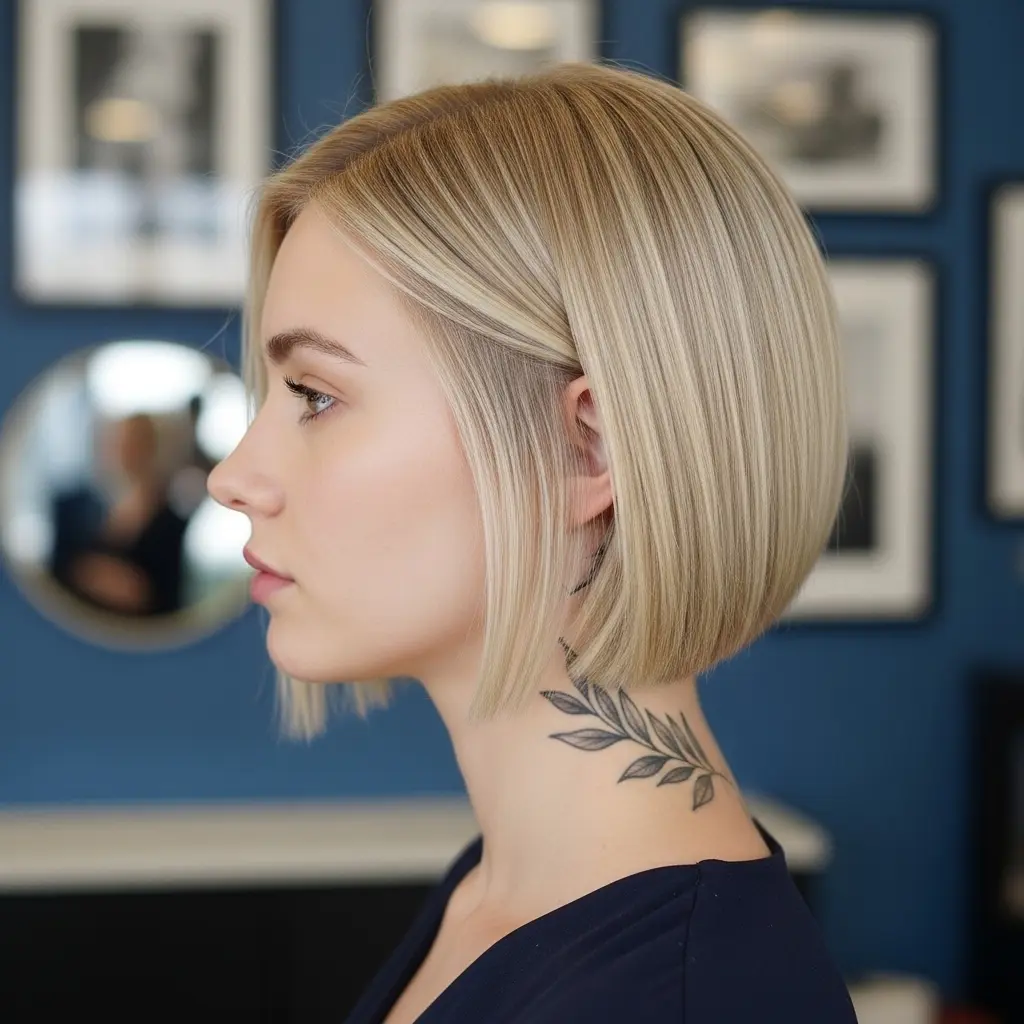 #18 Very Short Bob with Nape Undercut on Blonde Hair