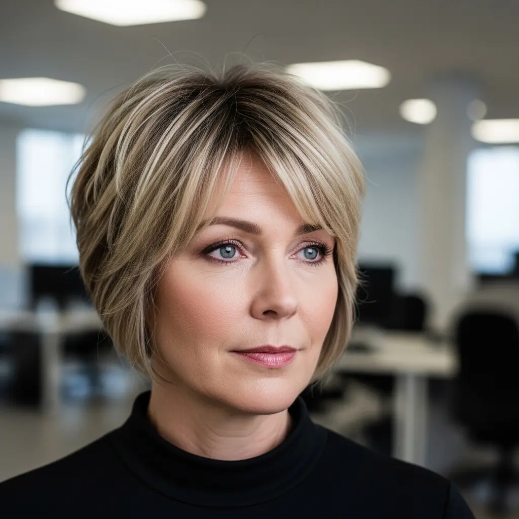 #19 Messy French Bob for Round Faces