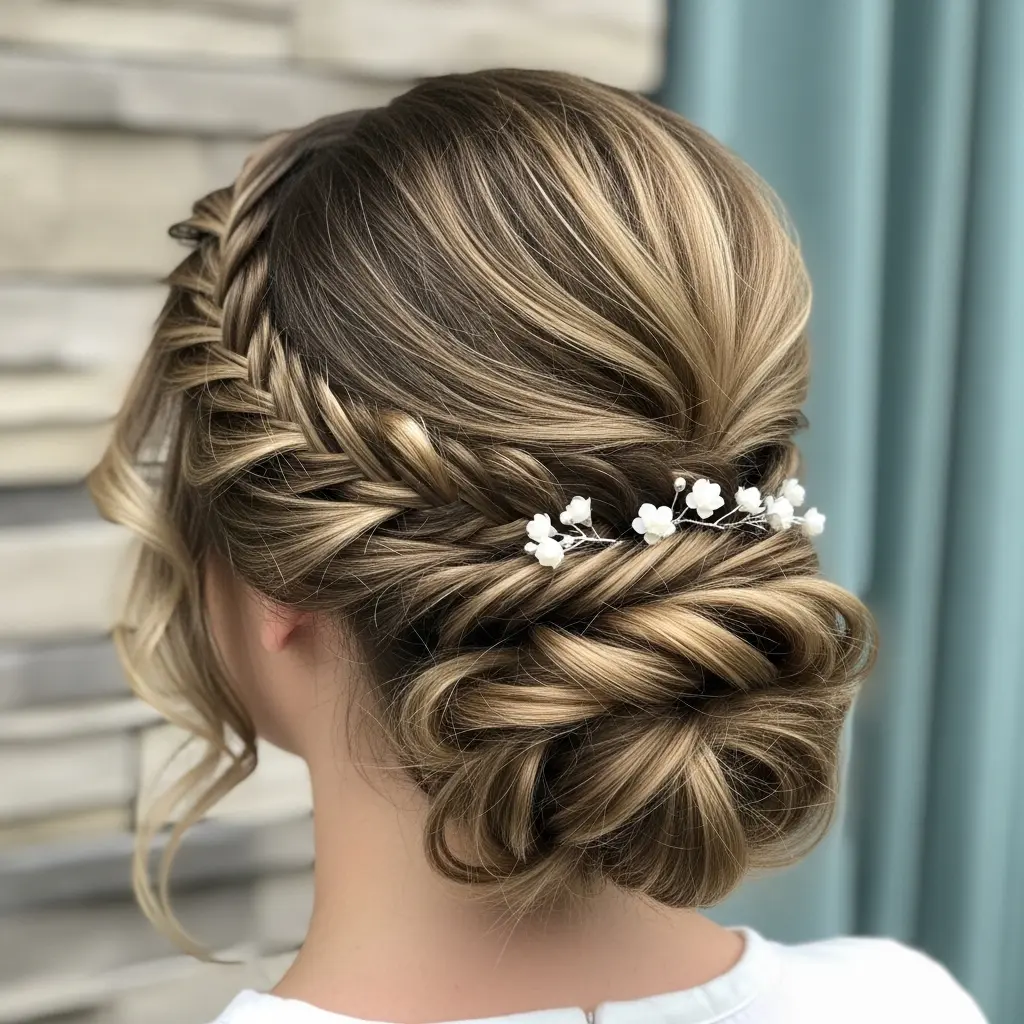 #2 Braided Updo with Flower Piece