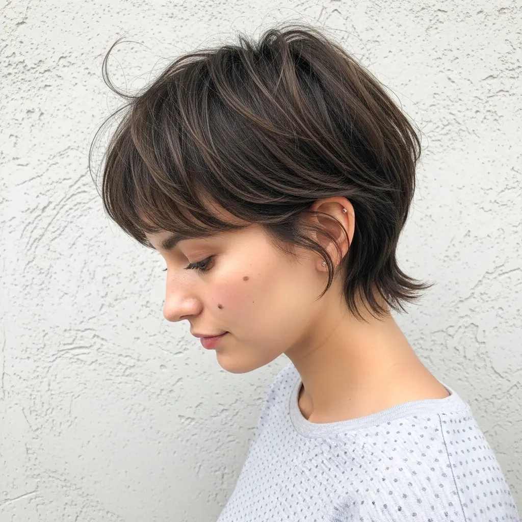 #20 Baby Mullet Shag with Face-Framing Bangs