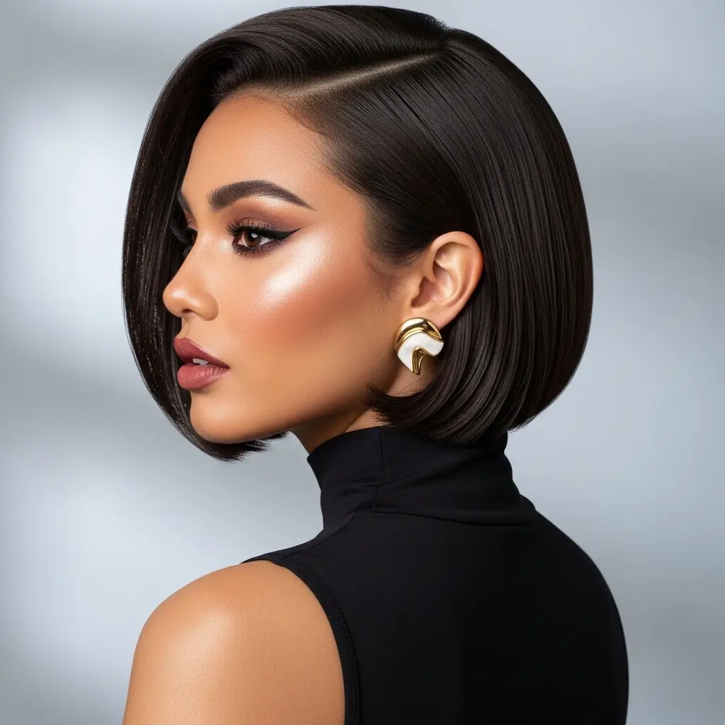 #3 Italian Bob with Deep Side Part