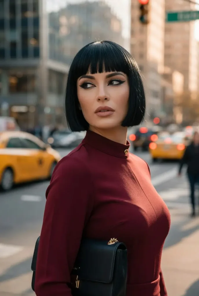 #3 Sleek Jet-Black Bob with Precise Blunt Bangs