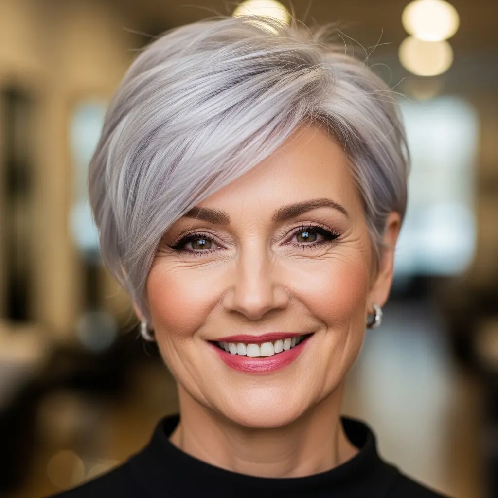 #3 Asymmetric Long Pixie with Ash Blonde Balayage