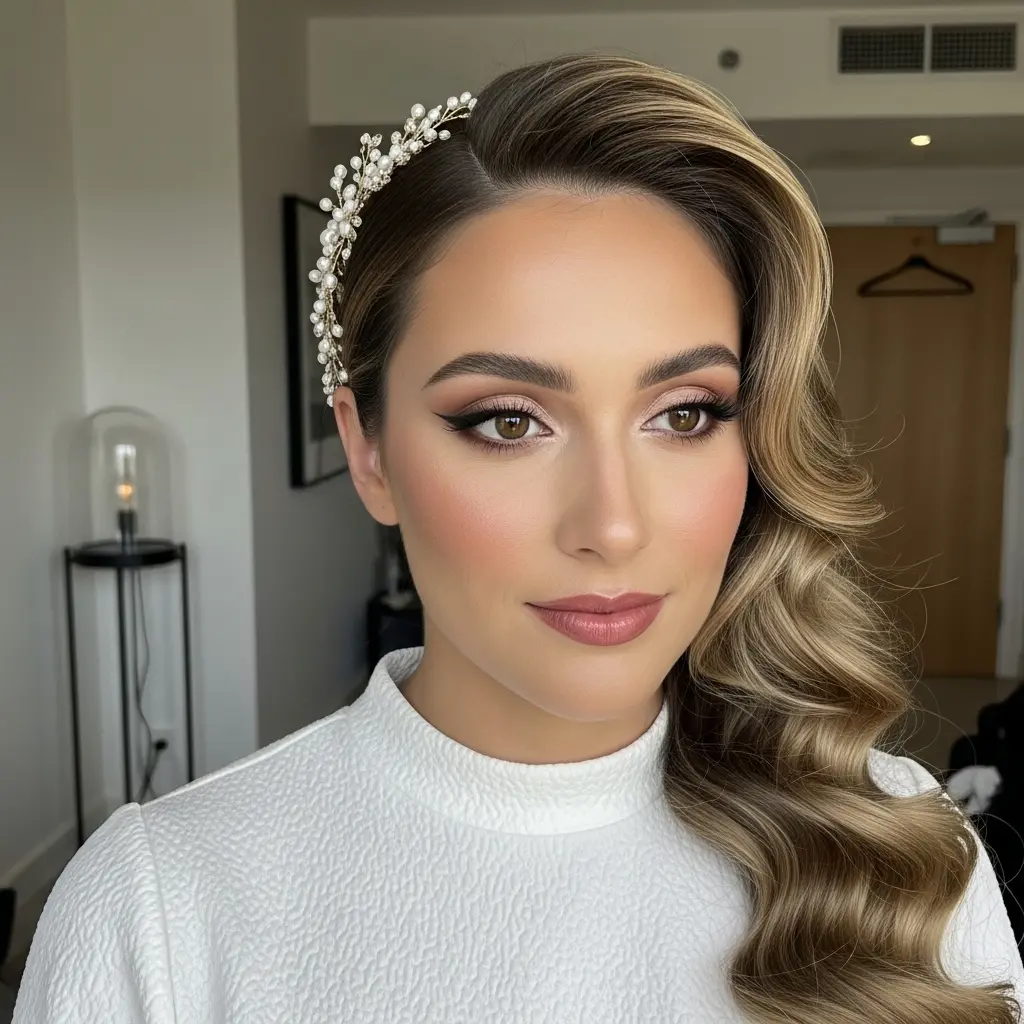 #4 Glamorous Long Loose Waves with Hair Accessory