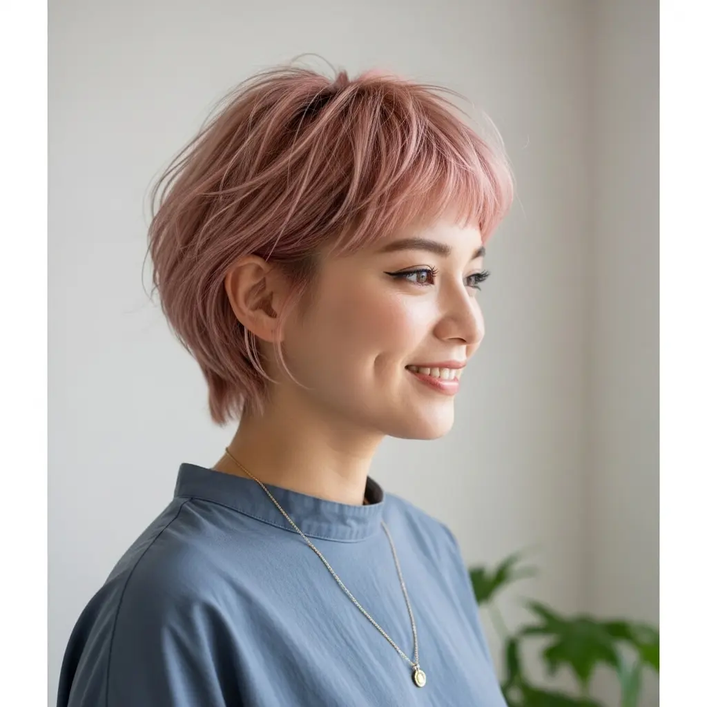#4 Rose Gold Ear-Length Wispy Bob