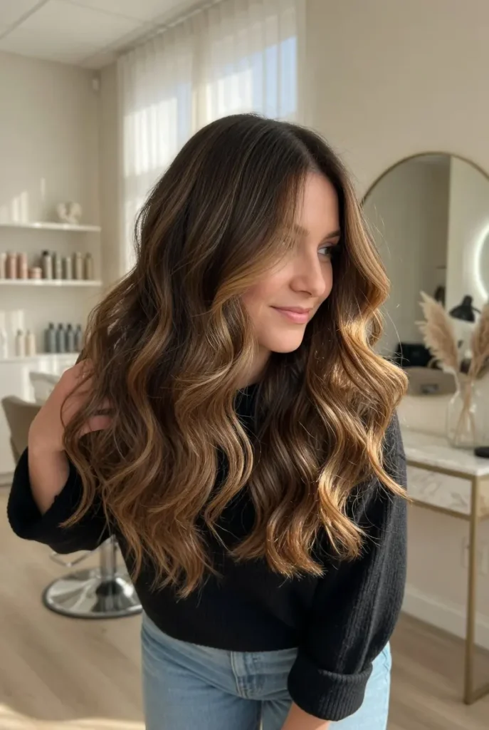 #5 Honey Blonde Accents on Chocolate Brown Hair