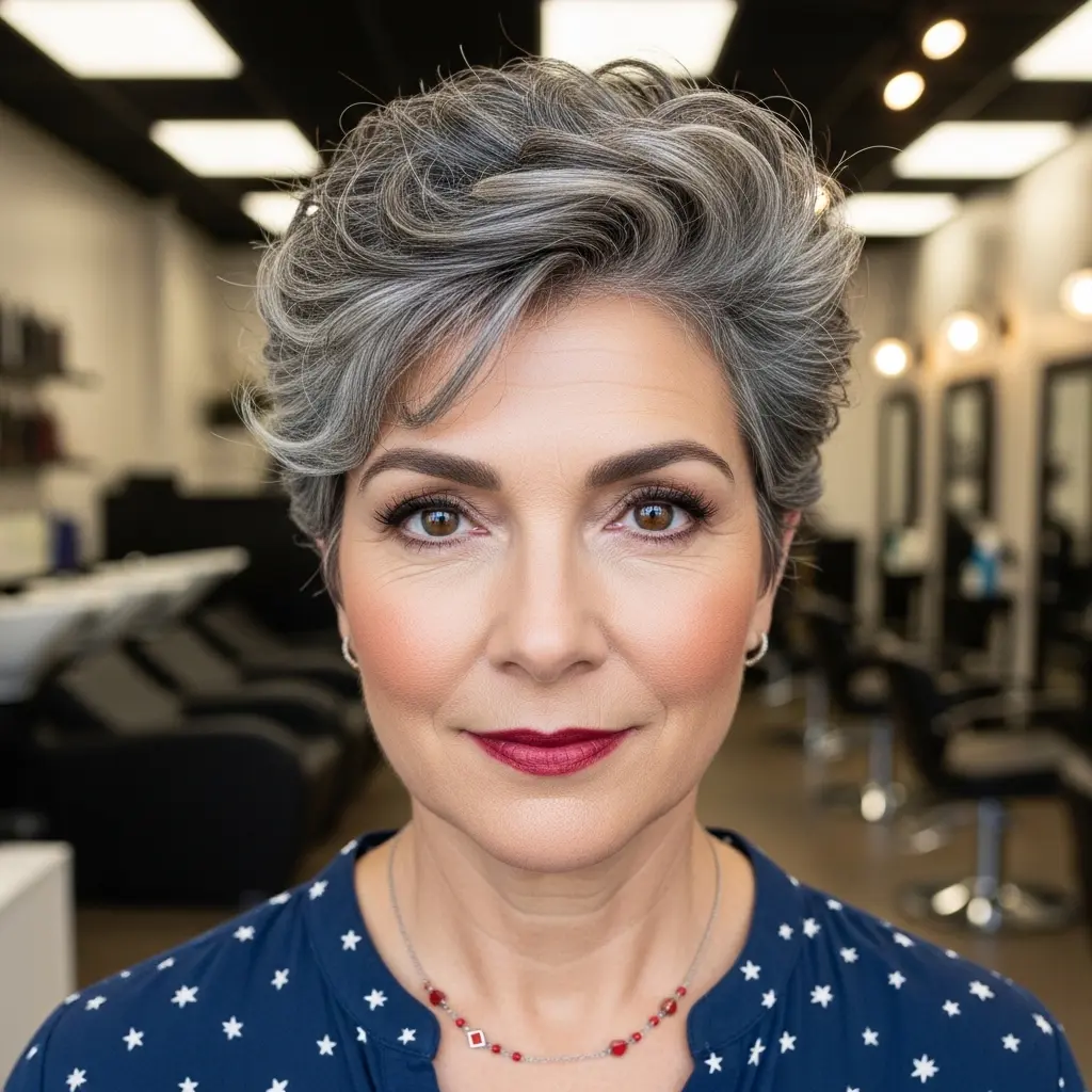 #5 Asymmetric Pixie Cut with Silver Balayage