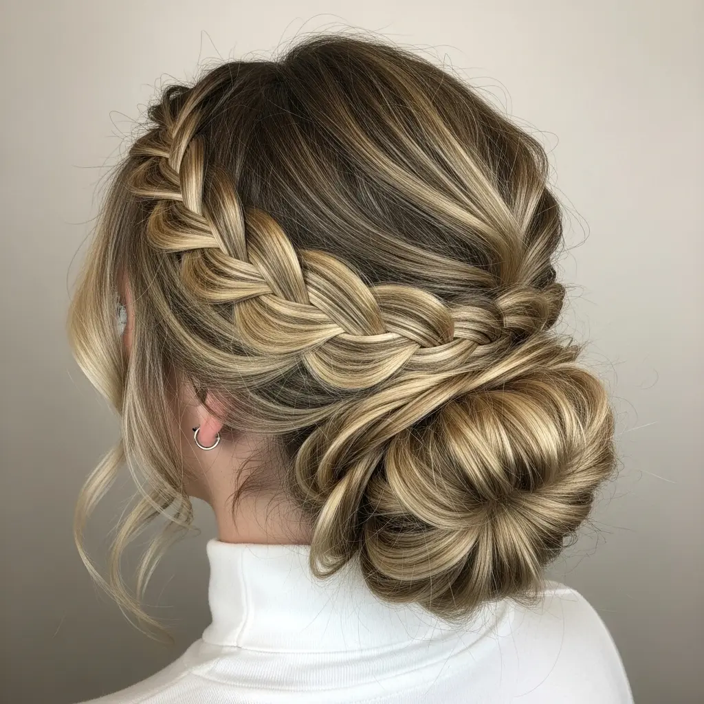 #6 Braided Bun With Loose Side Braids